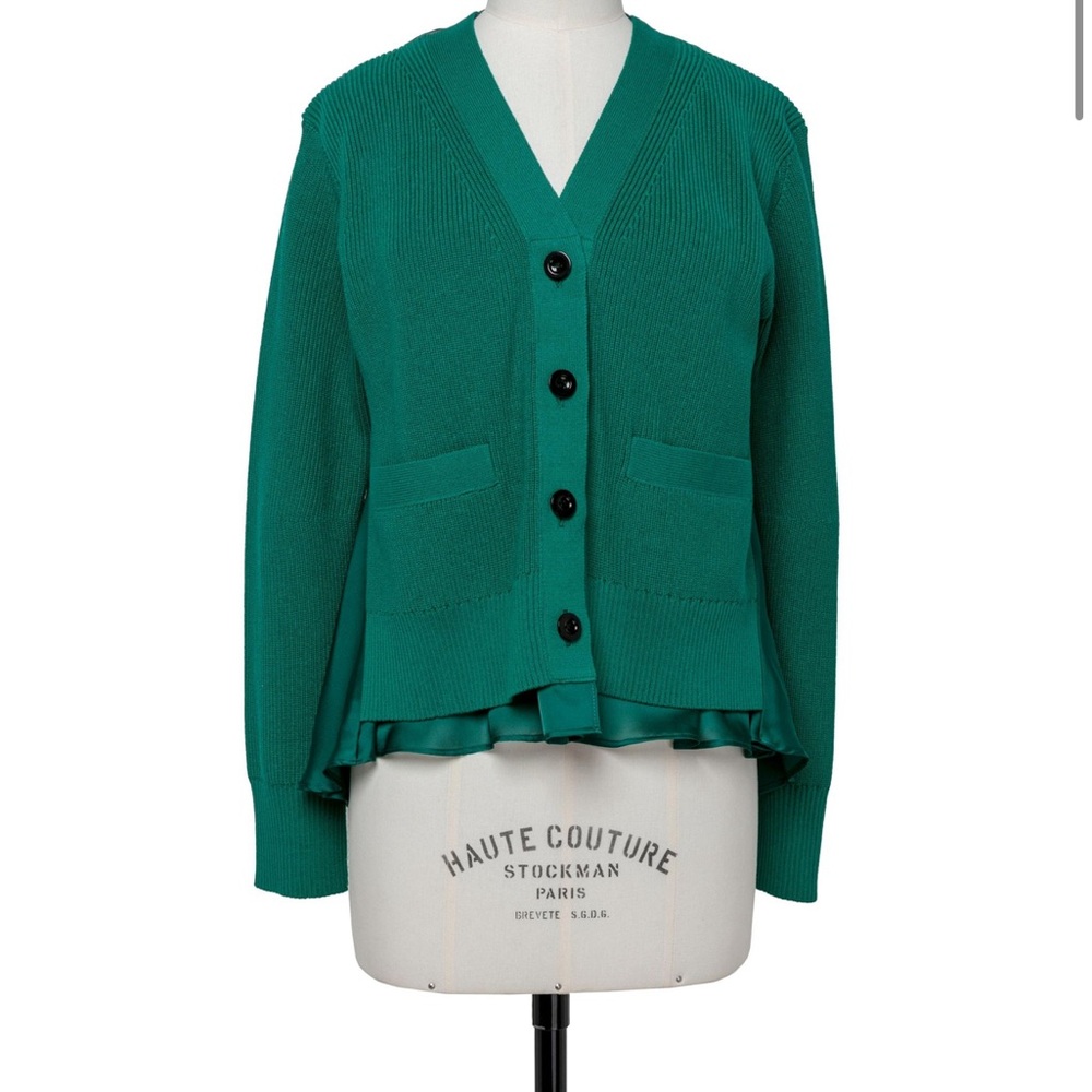 Sacai Knit x Satin Cardigan